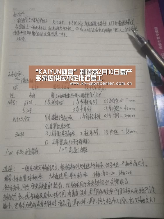 “KAIYUN体育”制造商2月10日复产 多家因供应不足推迟复工